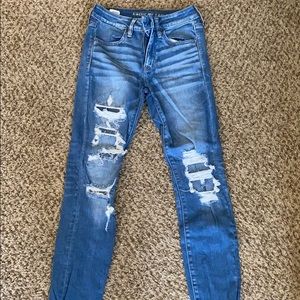 stretchy patchwork skinny jeans